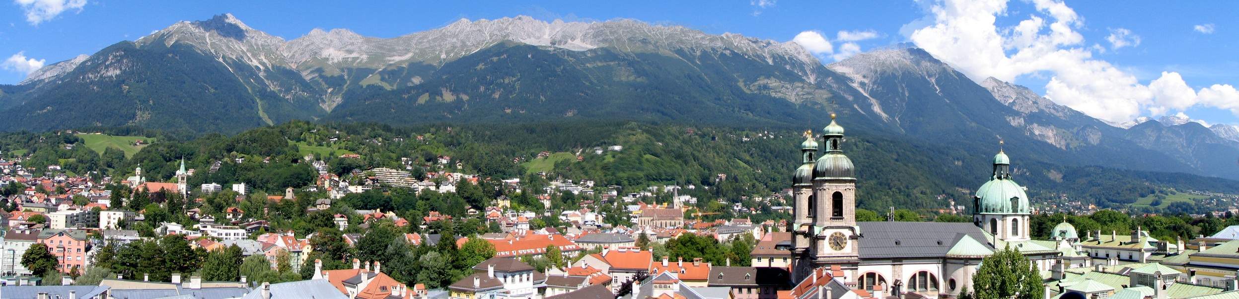 Innsbruck panoramic view looking north to the Nordkette